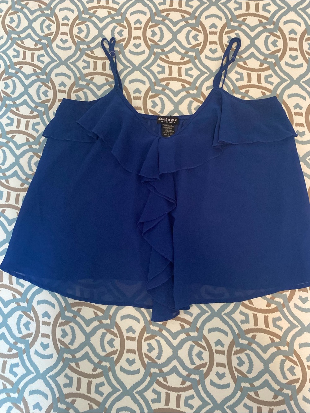 About A Girl Royal Blue Ruffle Camisole